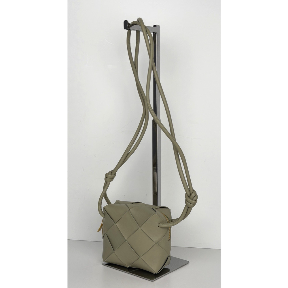 Bottega Veneta Mini Cassette Camera Bag in Green Intrecciato Leather